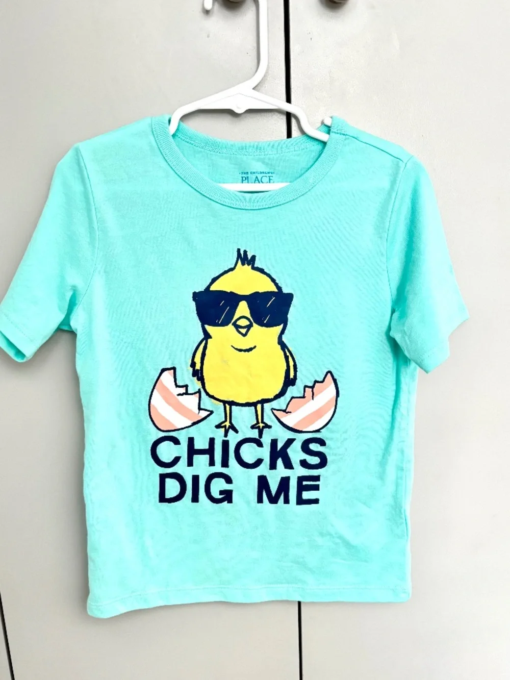 NEW Toddler Boys CHICKS DIG ME Easter T Shirt Light Blue Chick Egg Sz 5T